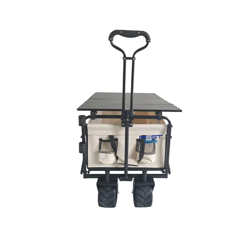 Four Wheel Folding Utility Beach Wagon Big Wheels Outdoor Camping Collapsible Platform Structure