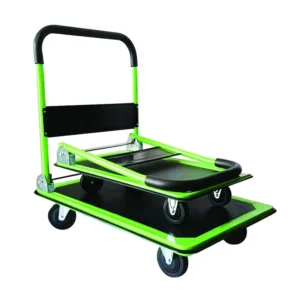 Four-Wheel Green Steel Plate Trolley Load Mute Cart Folding Platform Hand Truck OEM Shopping Tools 660LB 24*36in