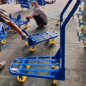 Four-Wheel Industrial Foldable Steel Platform Trolley Cart 500kg Load Capacity OEM Hand Truck