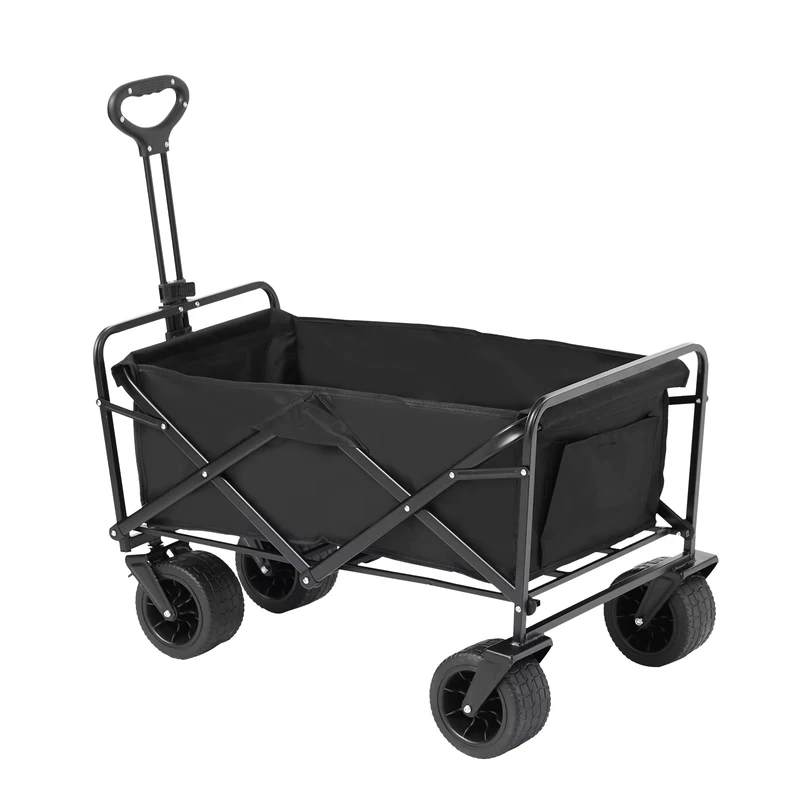 Four Wheel Large Capacity 600D Double Layer Oxford Cloth Folding Cart Pull Trolley OEM Garden Camping Festival Sports Beach