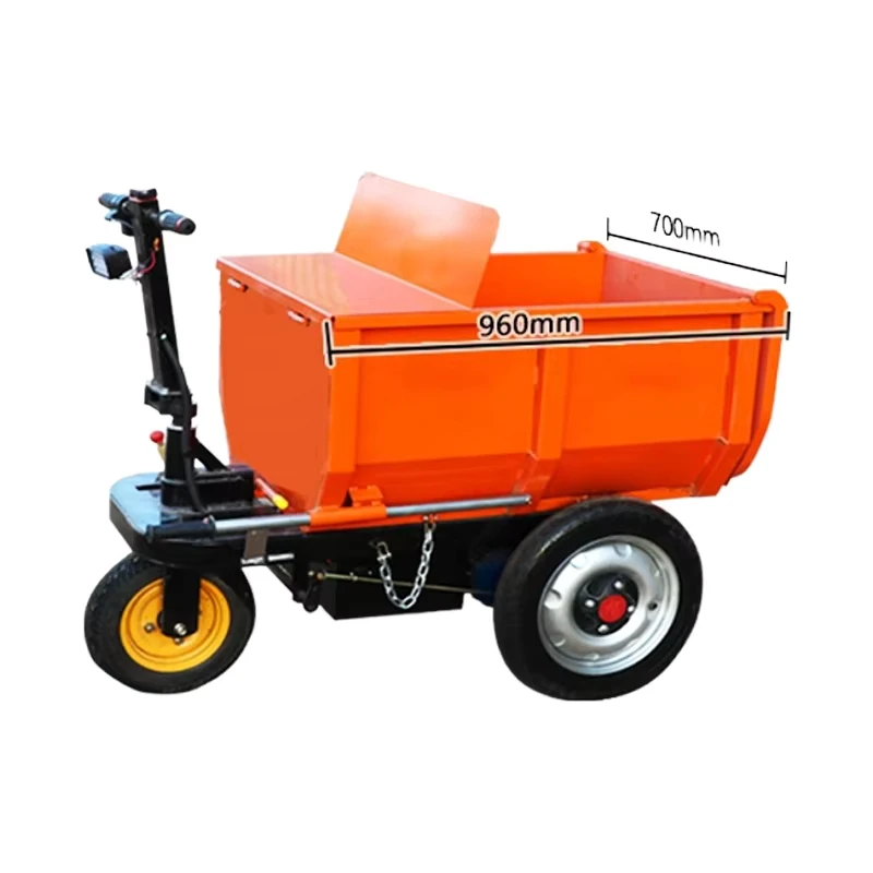 Four Wheel Mini Dump Truck Agricultural Engineering Purpose Electric Wheel Drive Trolley Construction Machinery 1000kg