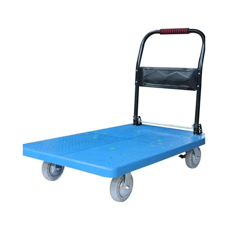 Four Wheel Plastic Platform Trolley Hand Trailer Industrial Use Household Folding Platform for Transportation