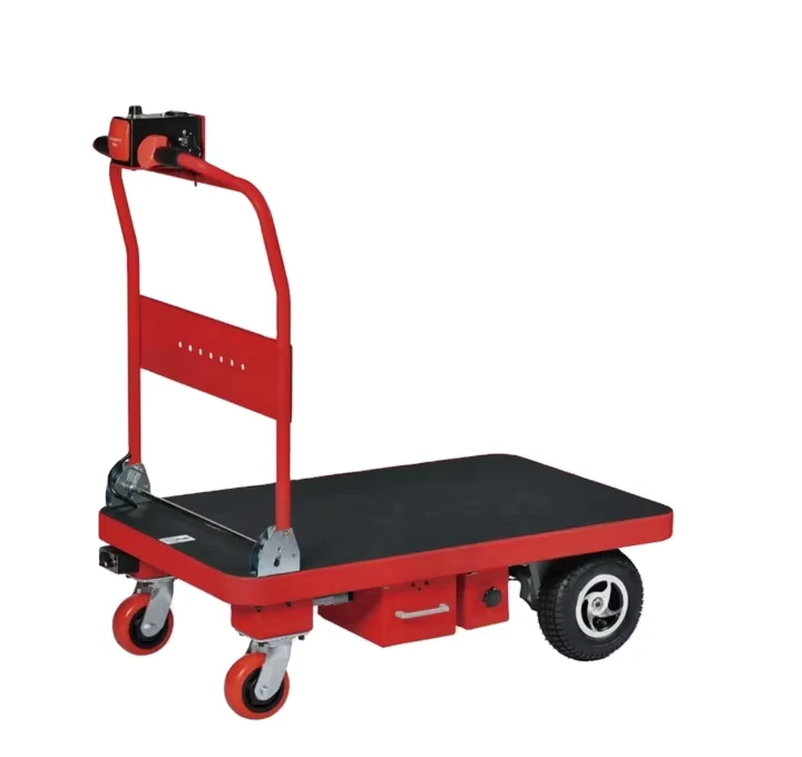 Four Wheels Electrical Platform Hand Truck 200kg Electric Hand Platform Trolley for Warehouse