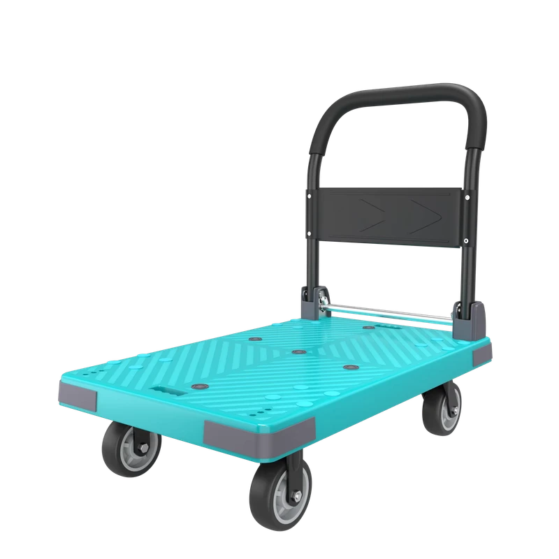 Four Wheels Plastic Foldable Hand Truck Cart Platform Trolley Cart Tools Trolley Folding Handle Plastic Platform Trolley