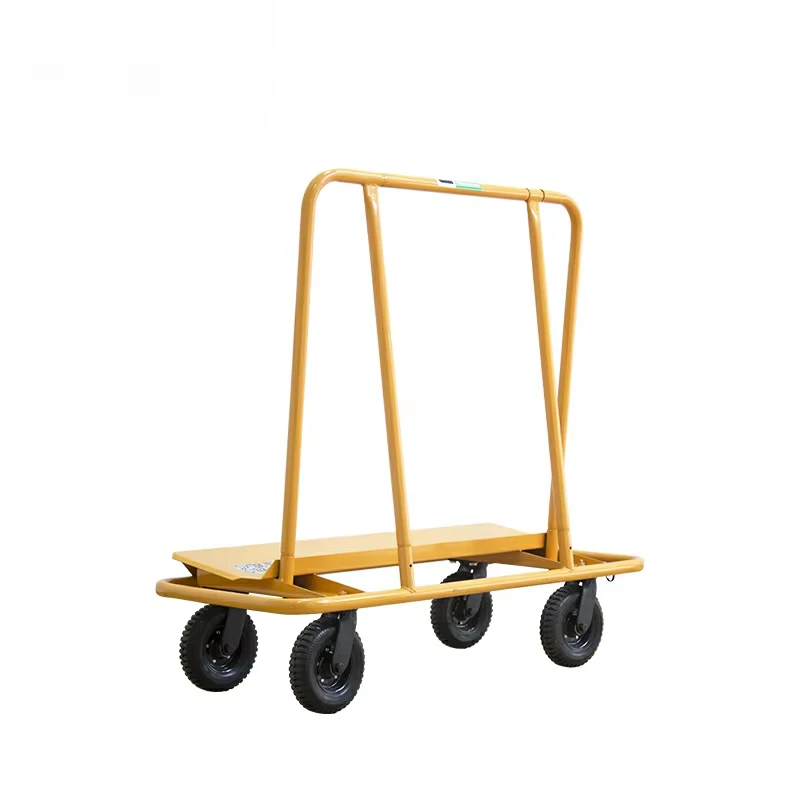 Four Wheels Stainless Steel Industrial Heavy Duty Truck Trolley Platform Hand Cart Drywall Cart