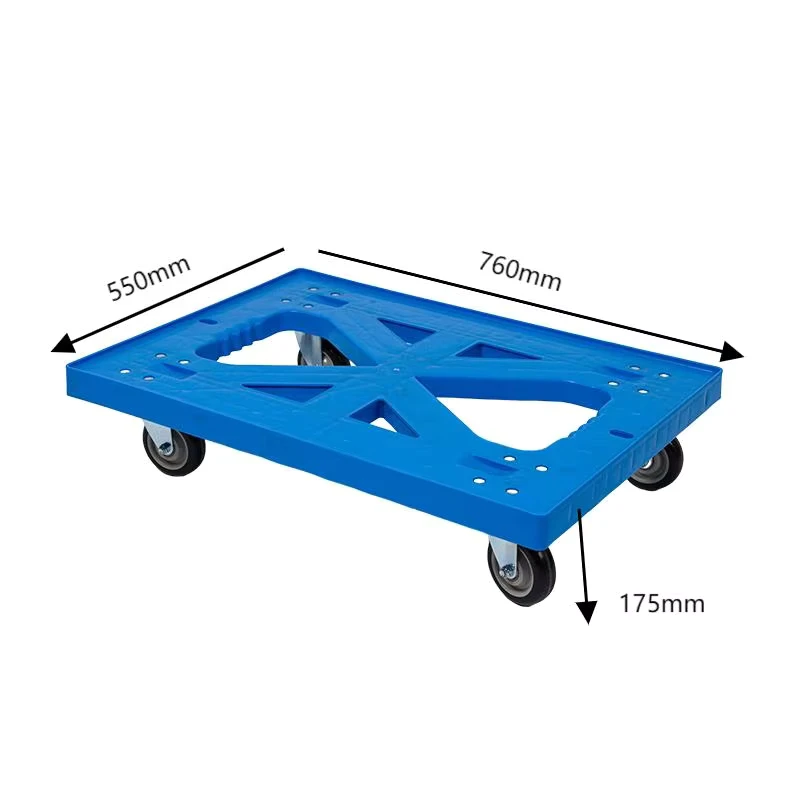Four-wheel Capacity Trolley Handle Plastic Cart Durable Plastic Tools Platform Trolley