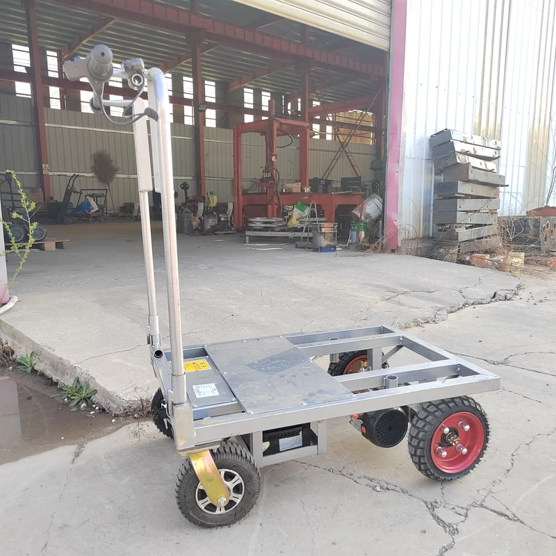 Four wheel Four wheeled Electric Push Flat Car with Standing Drive Trolley Cart Wheelbarrow