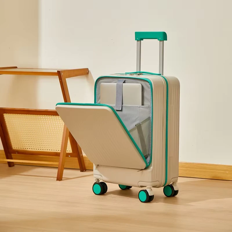 Front opening luggage 20inch carry on suitcase 24 inch trolley case multifunctional large capacity password box