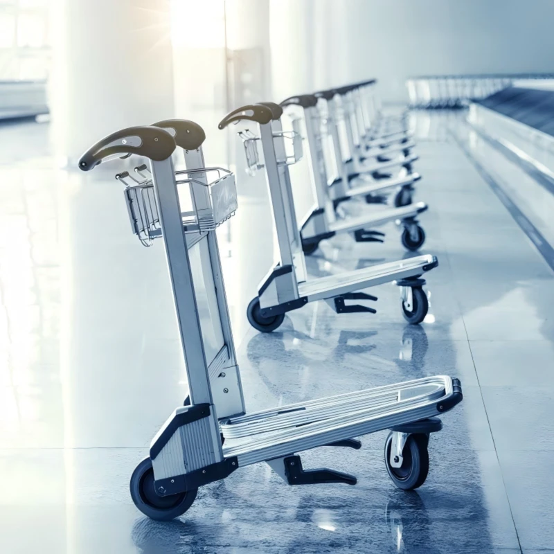Full Aluminum Airport Luggage Trolley Rust Proof Corrosion Resistant Long Service Life Nestable 250kg Load Capacity 4 Wheel for