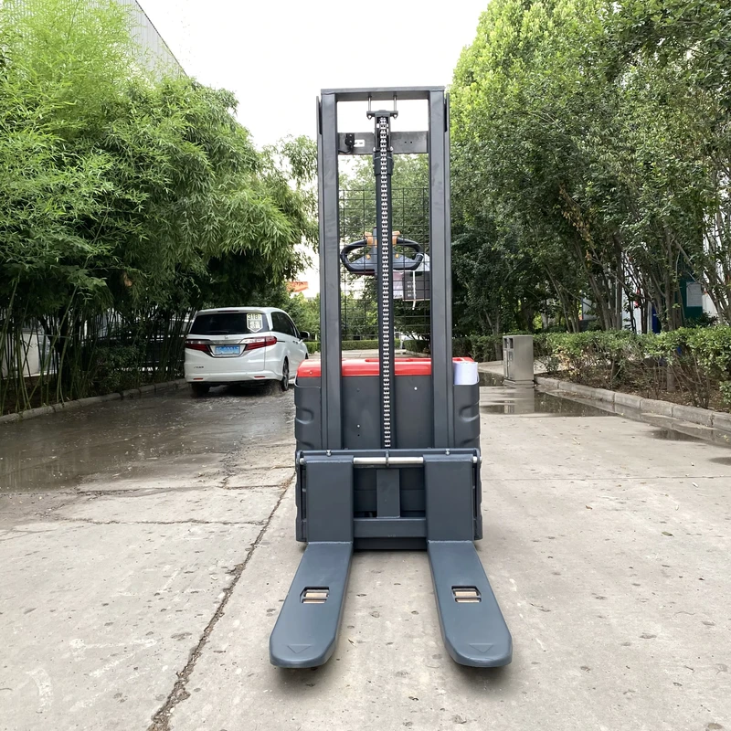 Full Electric Pallet Stacker Forklift 2000kg 1.5ton 3 Stage Mast Solid Tire Lead Acid Battery Stacker