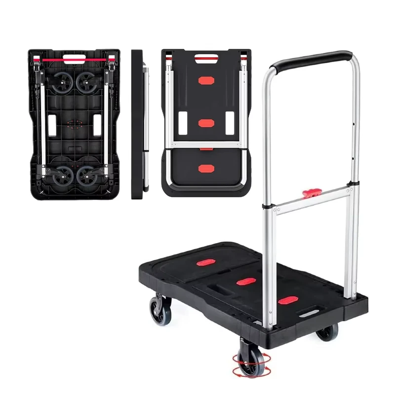 Full Folding Hand Truck 330 Lbs Heavy Duty Luggage Cart Portable Utility Dolly Platform Cart with Adjustable Handle