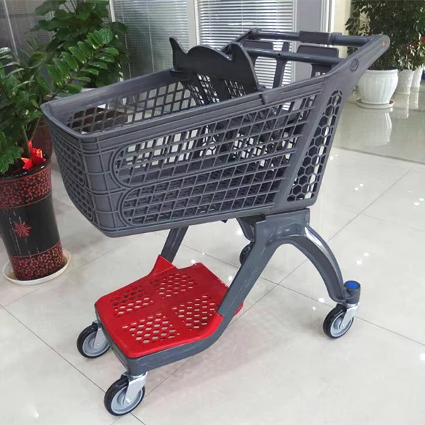 Full Plastic Supermarket Cart Hand Cart Supermarket Plastic Trolley