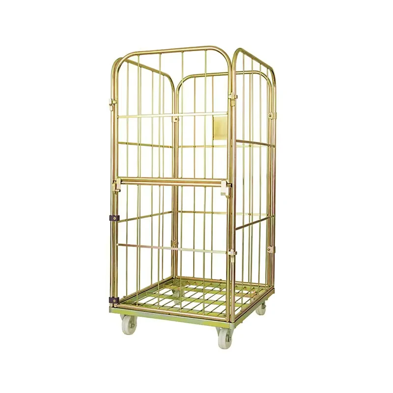 Full Security Metal Mobile Trolley Storage Cage Four Sided Laundry Nesting Roll Customizable OEM Handling Solutions