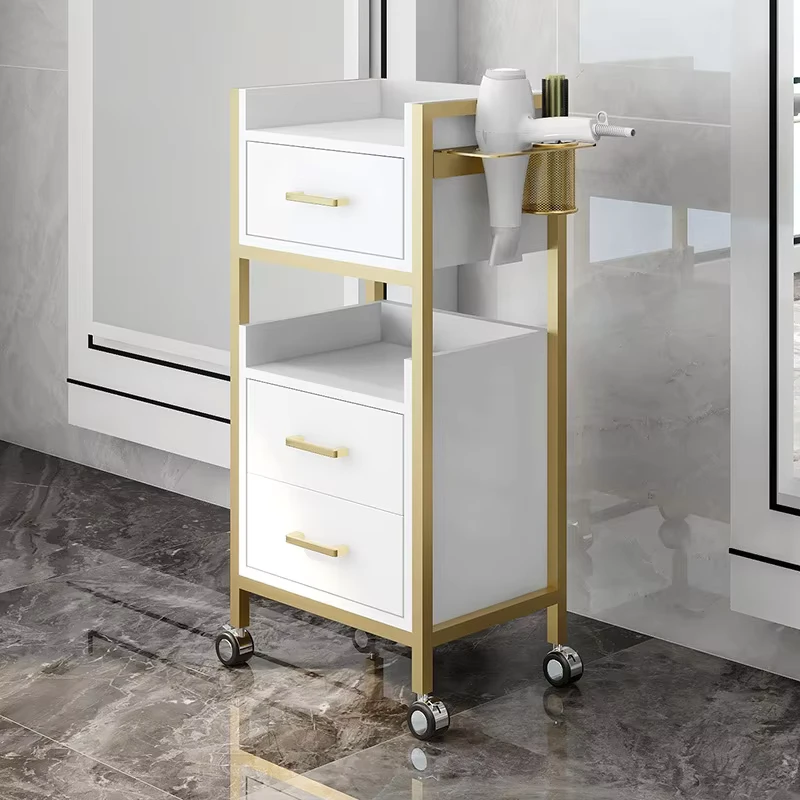 Furniture Beauty Hair Salon Trolley White Color with Drawers Salon Tool Beauty Hair Salon Side Trolley with Wheels