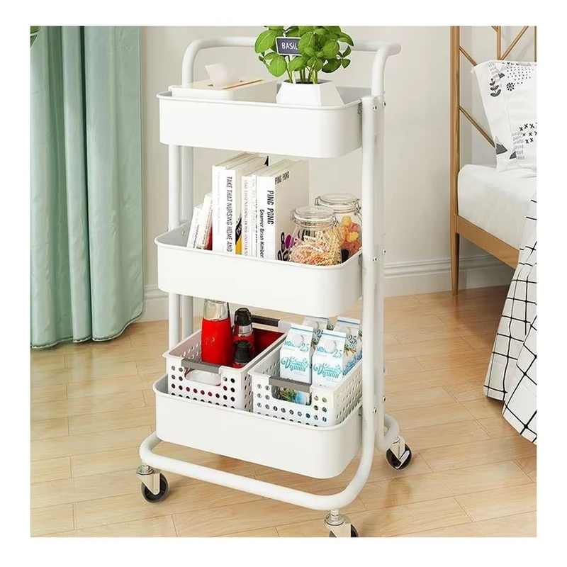 GRS Plastic Foldable Shopping Cart with Rolling Swivel Wheels Detachable Waterproof Canvas Bag Multifunctional Trolley for Groce