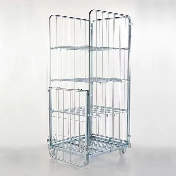 Galvanized Foldable Roll Cage Trolley Roll Mesh Container