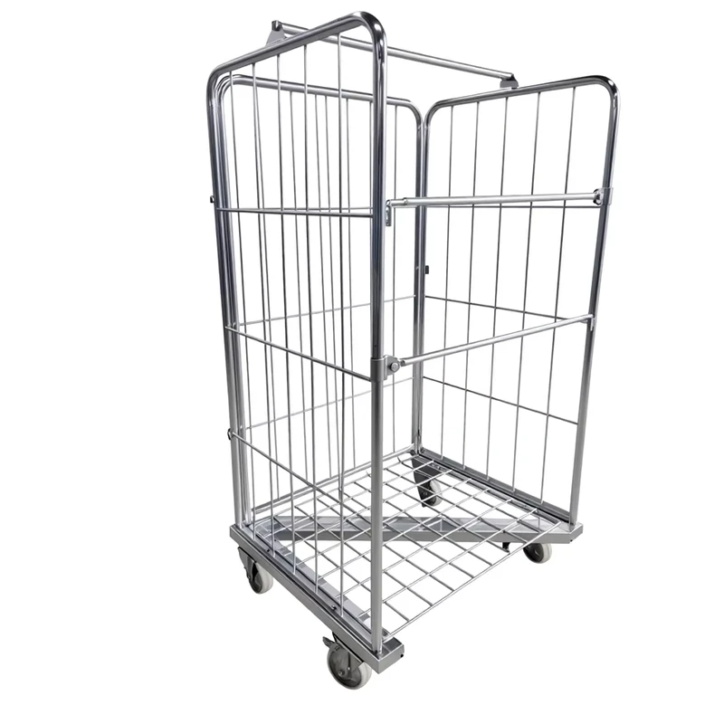 Galvanized Steel Roll Cage Container 800kg Capacity Lockable Design for Large Warehouse Rolling Cages Trolleys Equipment