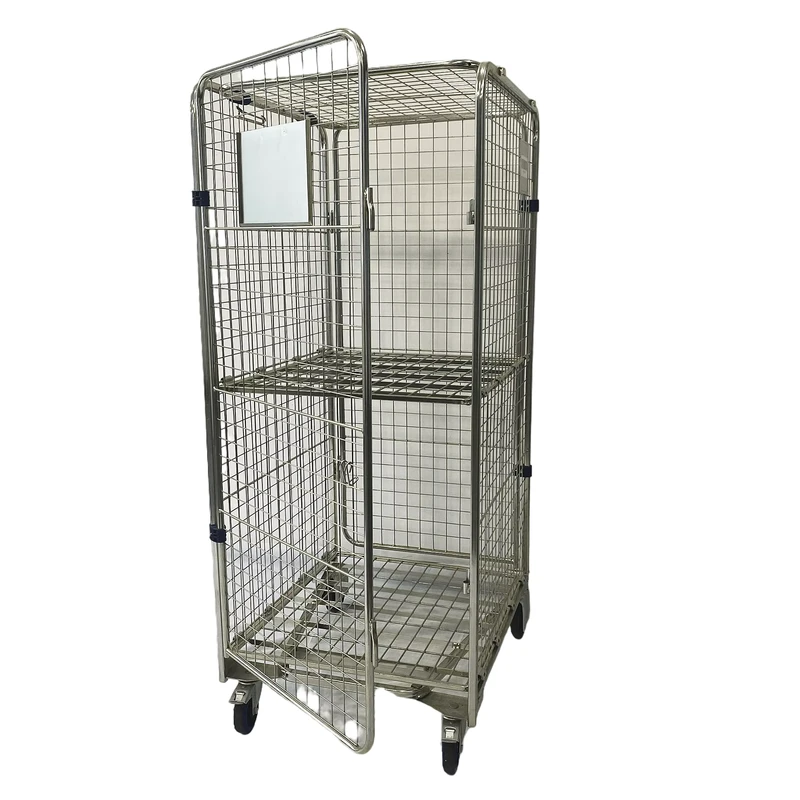 Galvanized Surface Heavy Duty 500kg Foldable Roll Container OEM Nestable Hand Trolley