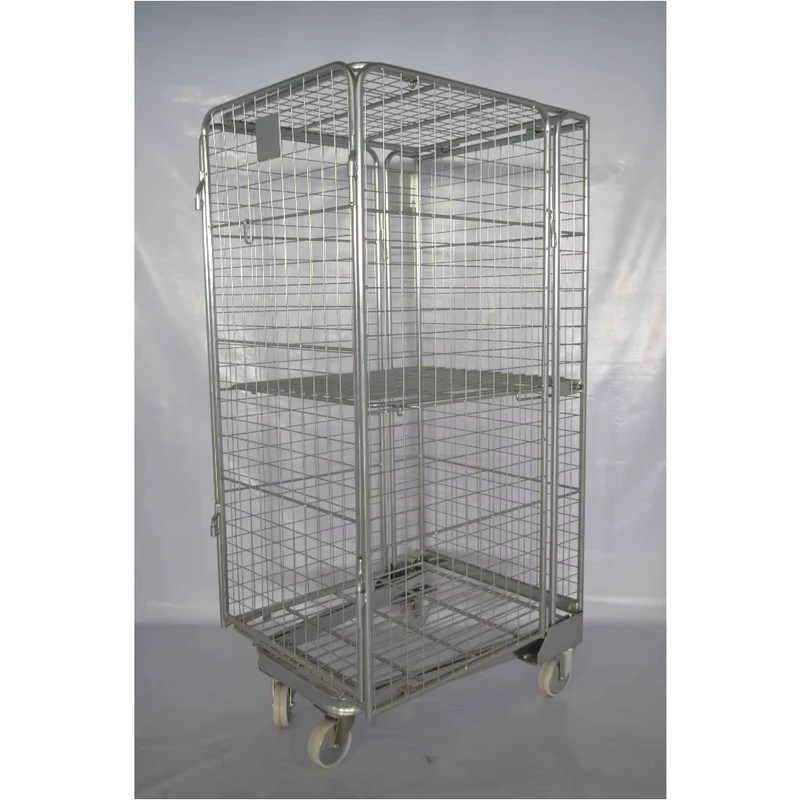 Galvanized Two Tier Iron Cage Four Wheel Turnover Basket Logistics Trolley Cart 500kg Load for Hotels Laundries OEM Customizable