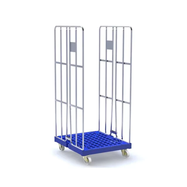 Galvanized Wire Mesh Roll Cage Trolley with 350kg Load Capacity Corrosion Resistant Nesting Design for Warehouse Logistics