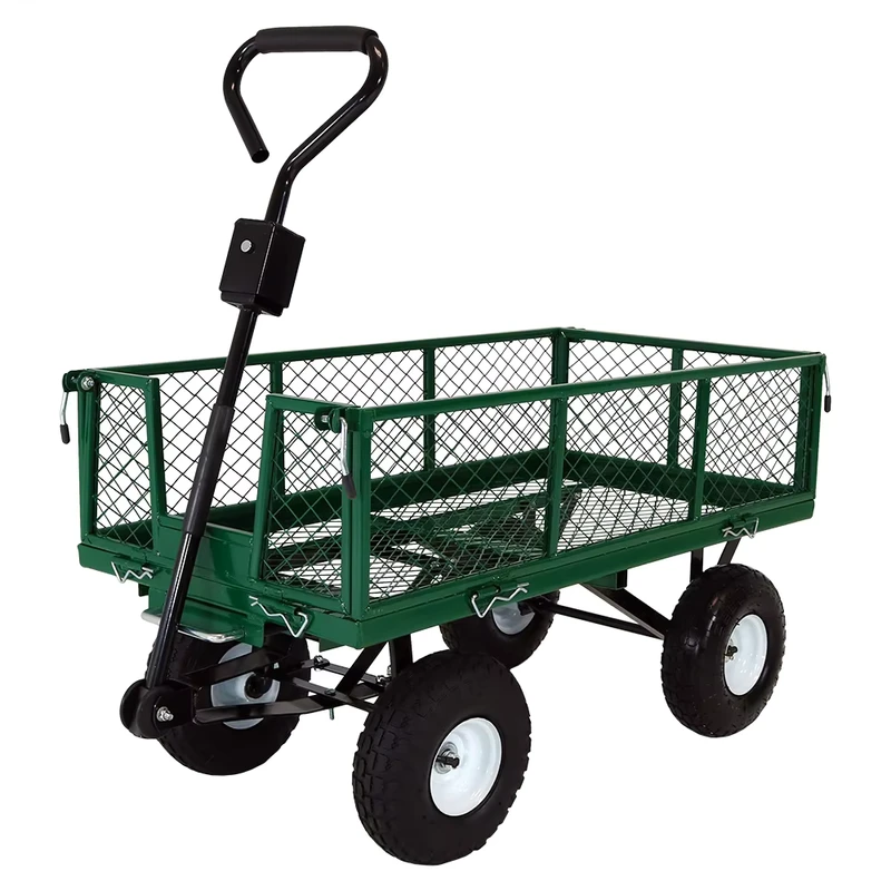 Garden Carts Yard Dump Wagon Cart Lawn Utility Cart Outdoor Steel Heavy Duty TC1840A