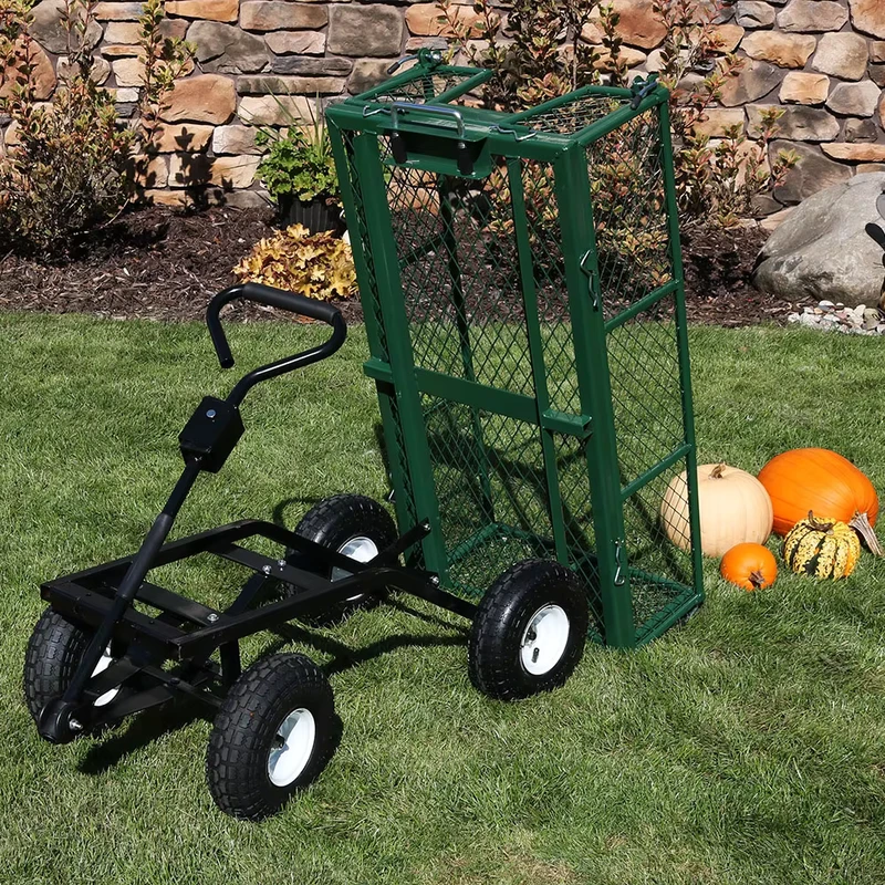 Garden Carts Yard Dump Wagon Cart Lawn Utility Cart Outdoor Steel Heavy Duty
