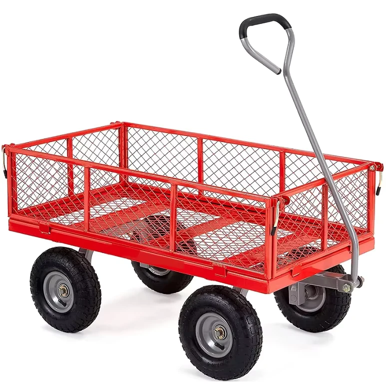 Garden Transport Cart Steel Trailer Cart Steel Utility Cart with Removable Sides Heavy-Duty Garden Wagon 800LB
