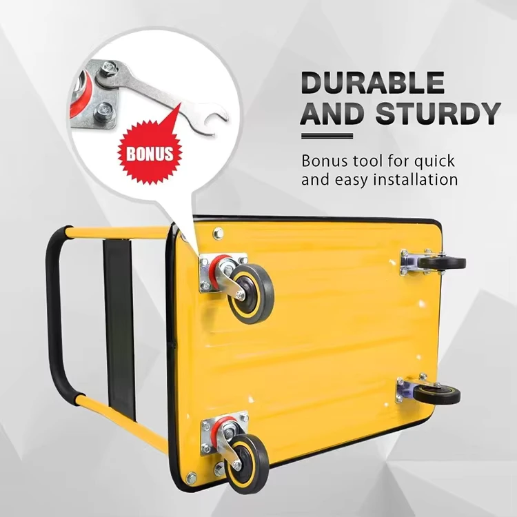 General purpose Folding Hand Trolley durable Steel Plate Platform for Heavy duty Goods Transport easy to Store and Carry