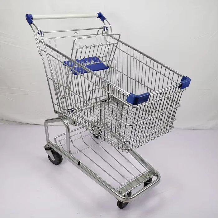 German Style 4 Wheels 100L Metal Convenience Store Supermarket Shopping Carts Trolley with Child Seat