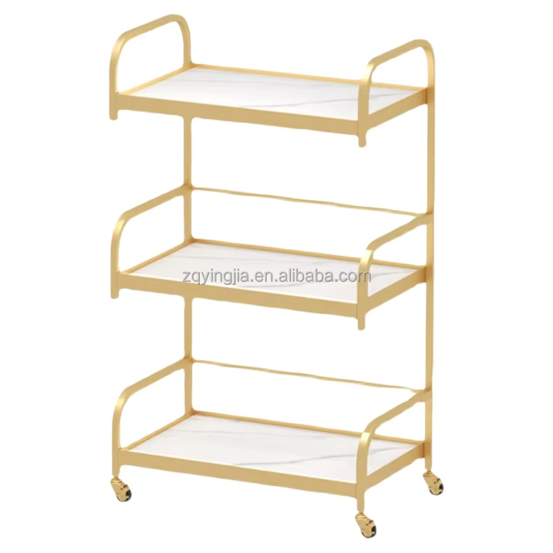 Gold White Barber Spa Facial Metal Hair Salon Beauty Salon Hairdressing Trolley Carts