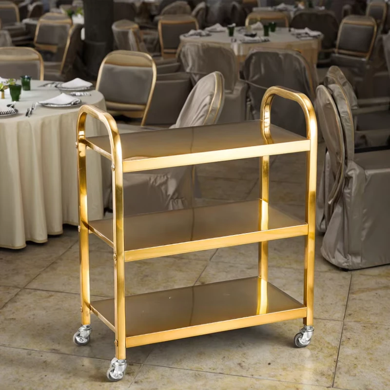 Golden Kitchen Cart Service Cart Commercial Home Hotel Buffet Restaurant Bar Service Small Cart