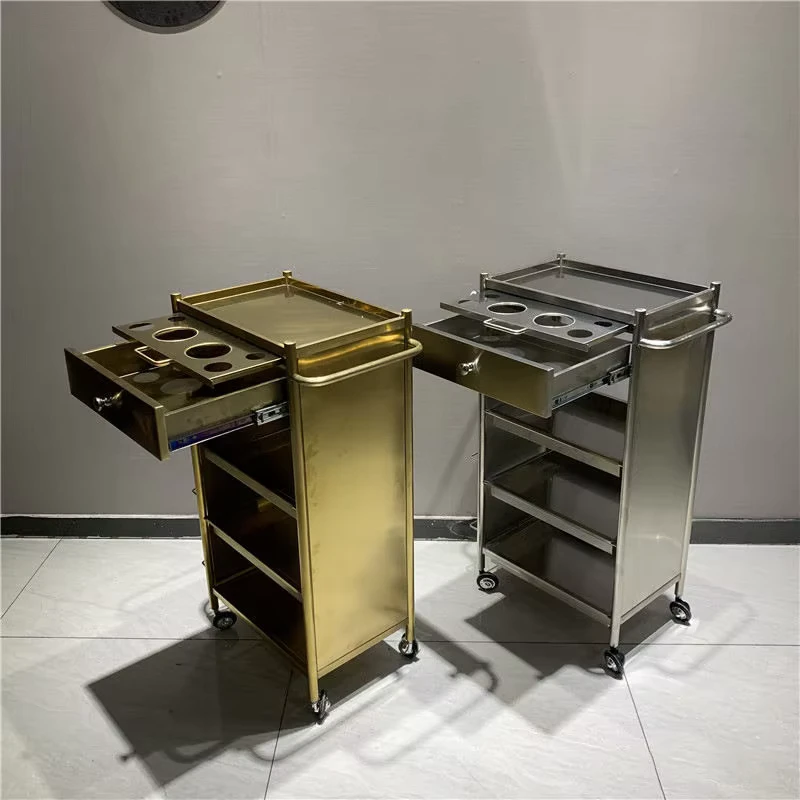 Golden Stainless Steel Multi Purpose Tool Cabinet Salon Trolley Portable Movable Beauty Salon Hair Salon Barber Shop