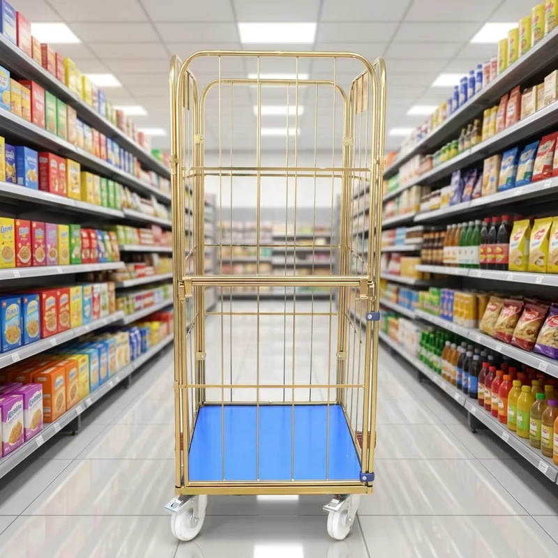 Golden Steel Shifeng Heavy Duty Q235 Four Wheel Zinc Galvanized Laundry Cart for Hotel Supermarket Cleaning 500kg Load Capacity
