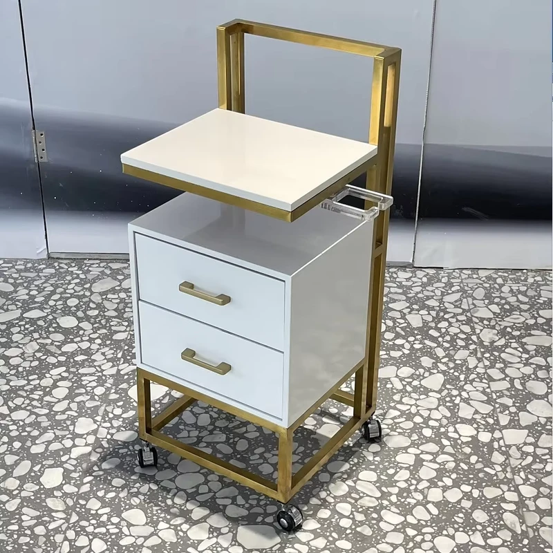 Good Quality Simple Barber Sop Furniture Salon Tool Beauty Hair Salon Side Trolley With Wheels and Drawers