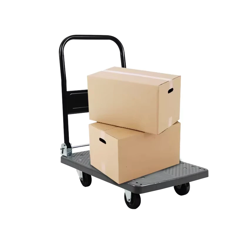 Gray Folding Hand Trolley with 5 inch Universal Wheels Flexible Convenient High Load-bearing Capacity