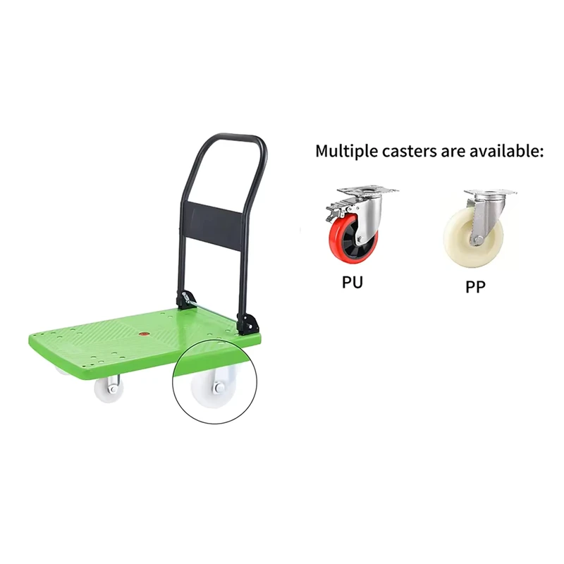 Green 400kg Loading Portable Plastic Folding Hand Truck Cart and Dolly Trolley
