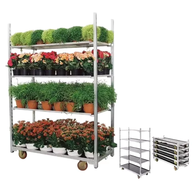 Greenhouse Shipping Stand Rack Four Wheels Greenhouse Detachable Dutch Danish Nursery Plant Warehouse Garden Trolley Cart