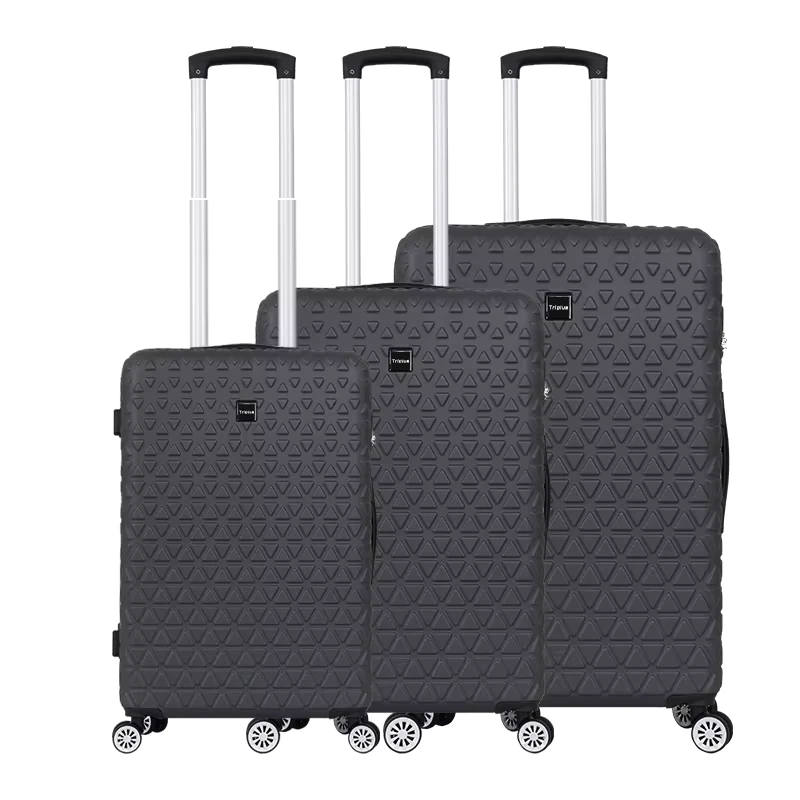 Grey Business Model Hard Shell Suitcase ABS Material Light Weight 4 Spinner Wheels Steel Aluminum Trolley