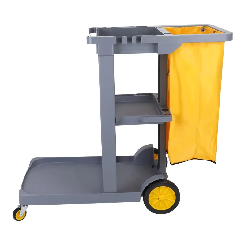 Grey Janitor Multipurpose Trolley Cars Black Hotel Room Car Cleaning Carts