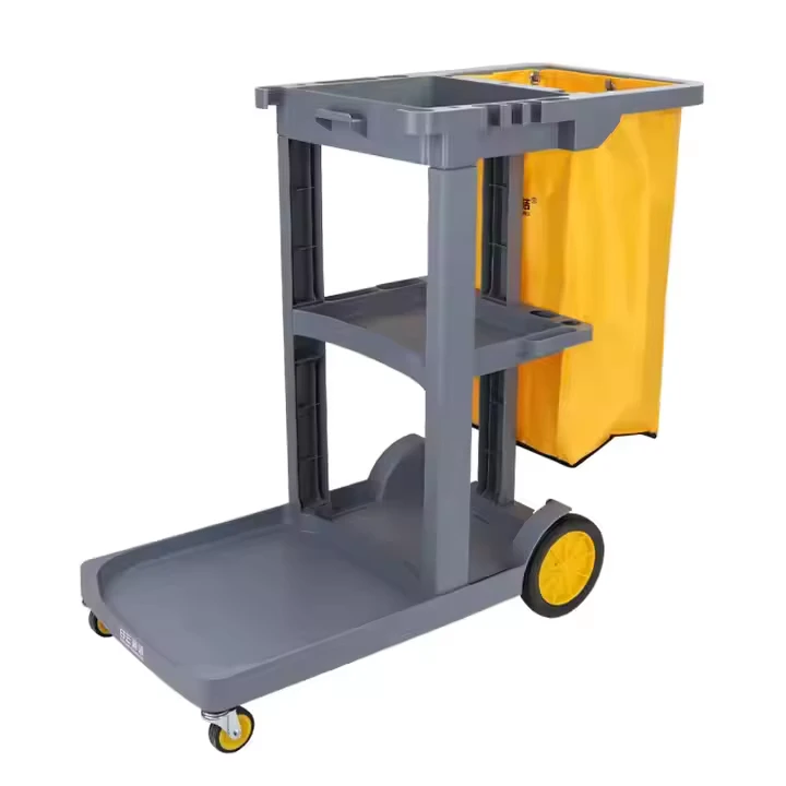 Grey Janitor Multipurpose Trolley Cars Black Hotel Room Car Cleaning Carts