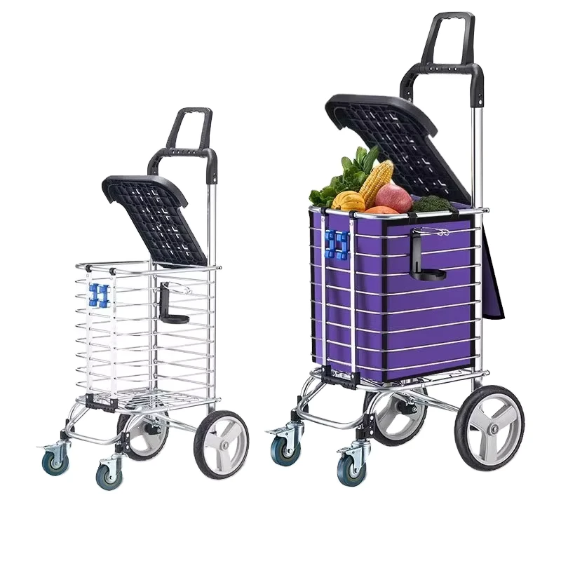 Grocery Shopping Cart With 360 Degree Rolling Swivel Wheels Stair Climber Utility Cart Easily Collapsible Cart