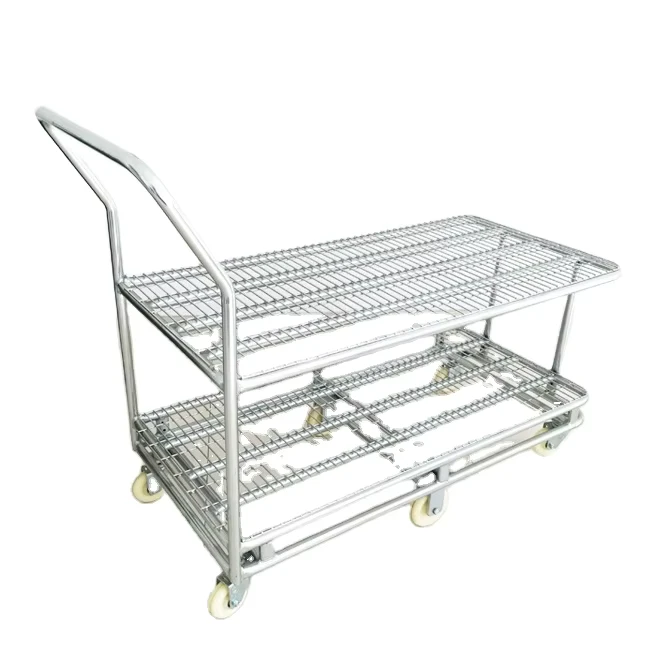 Grocery Store Warehouse Picking Cart Shopping Trolley Six wheel Nylon Wheels Air Bubble Film Platform Steel 5 Inch Nylon CN JIA