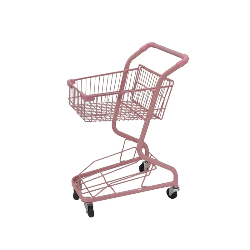 Grocery Supermarket 2 Tier Shopping Trolley Carts Party Shopping Hand Push Cart With Wheels
