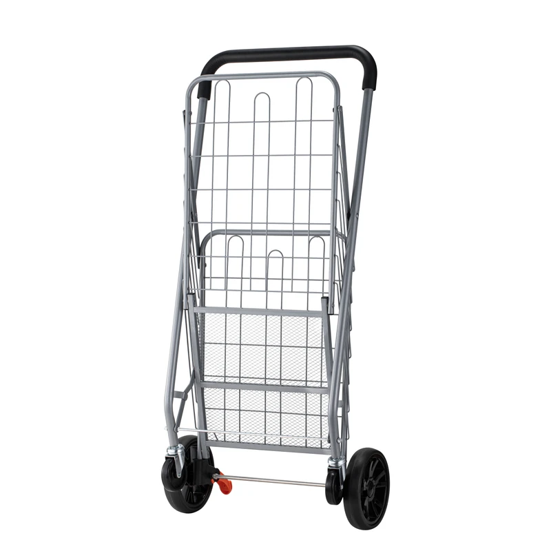 Grocery Utility Shopping Trolley Cart Portable Foldable Trolley for Supermarket Retail Store