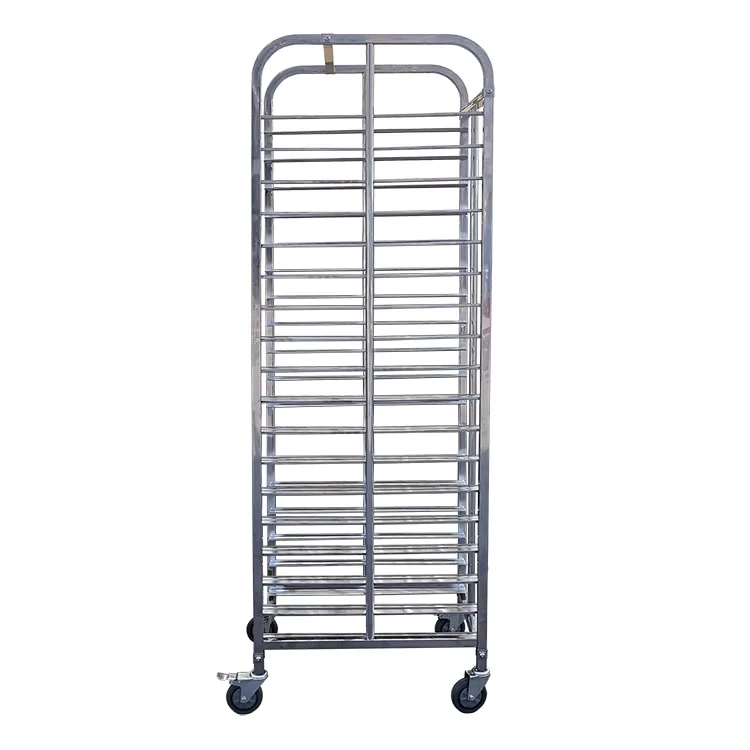 Guanbai 18 Tier Stainless Steel Kitchen Shelf Rack Trolley for Bakery Pans Multi Functional Hand Push Vertical Trolley