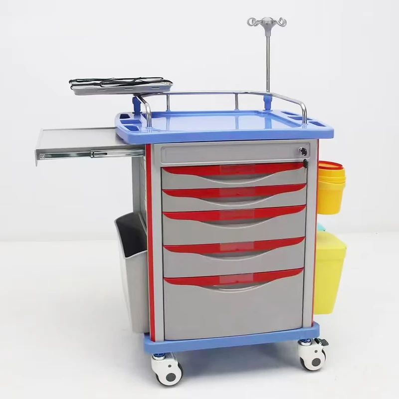 HET 75001B Clinic Mobile ABS Drugs Hospital Medical Crash Cart Plastic Emergency Medicine Trolley