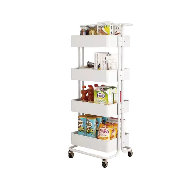 HL Modern Carbon Steel 3 Tier Rolling Storage Trolley with Wheels Multifunction Organizer for Kitchen Office Home & Bathroom