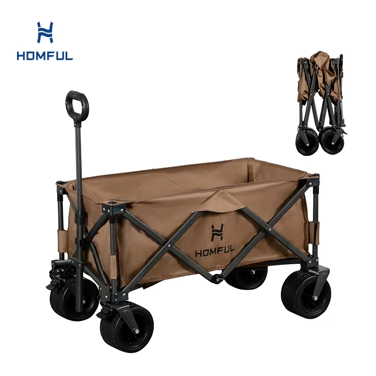 HOMFUL 220lbs Weight Capacity Foldable Wagon Heavy Duty Folding Utility Garden Cart With Big All Terrain Beach Wheels