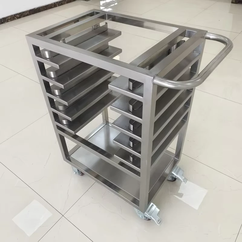 HTS HTS LJ11 Customized Turnover Car 304 Stainless Steel Parts Transfer Cart Trolley Small Handling Cart Dust free Clean