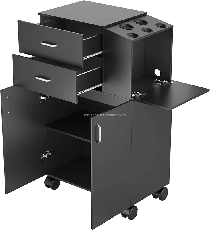 Hair Salon Furniture Black Trolley Cart with Wheel